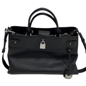 6193 Michael Kors Black Leather Handbag with Charm